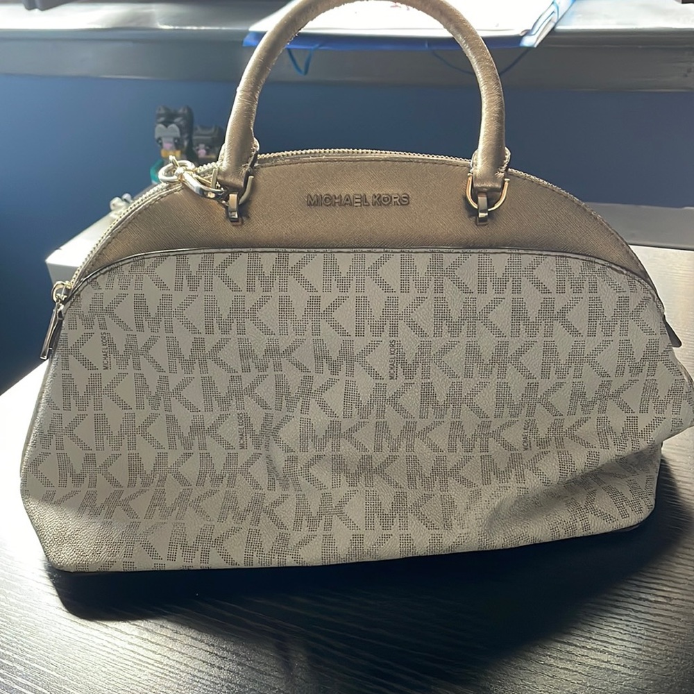 Michael Kors gold and cream handbag